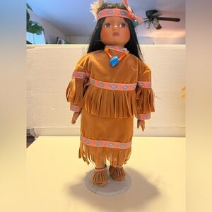 Native American Inspired Doll with Fringe Dress